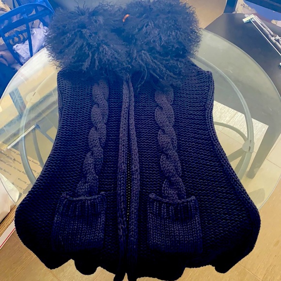 BELLDINI Chunky Knit Goat Fur Cardigan - Picture 10 of 15